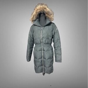 Columbia Black Women’s Down Hooded Winter Coat with Faux Fur Trim Size Large